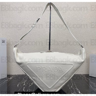 Prada Large leather Triangle bag 2VY007 White 2023