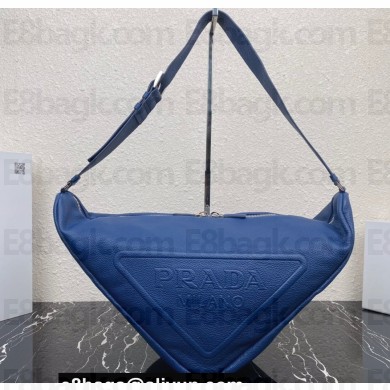 Prada Large leather Triangle bag 2VY007 Blue 2023