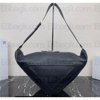 Prada Large leather Triangle bag 2VY007 Black 2023