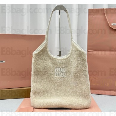 Miu Miu IVY Shearling bag 5BG231 White 2023