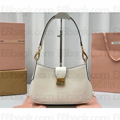 Miu Miu Leather Hobo bag 5BC151 White 2023