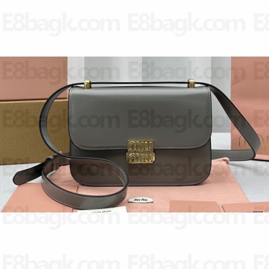 Miu Miu Leather shoulder bag 5BD254 Gray 2023