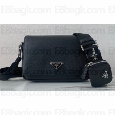 Prada Saffiano leather shoulder bag 2VD059 Black 2023