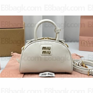 Miu Miu Leather top-handle bag 5BP085 White 2023
