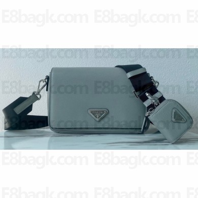 Prada Saffiano leather shoulder bag 2VD059 Gray 2023