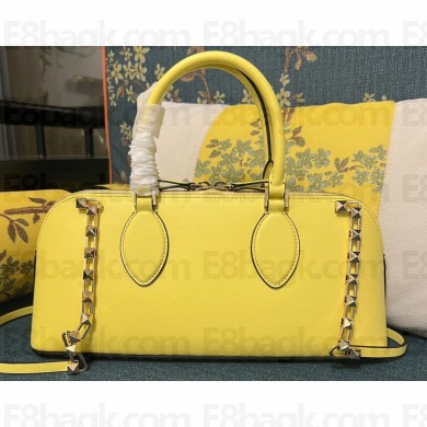 Valentino Rockstud E/W calfskin Large handbag Yellow 2023