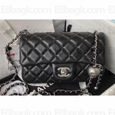 Chanel Pearl on Chain Classic Flap Bag AS1787 Black/Silver 2023
