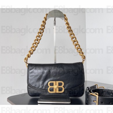 Balenciaga BB Soft Small Flap Bag in peach calfskin Black/Gold 2023