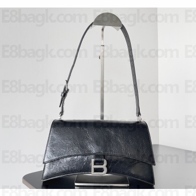 Balenciaga Crush Small Sling Bag in paper calfskin Black/Silver 2023