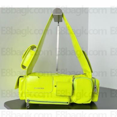 Balenciaga Superbusy XS Sling Bag in Arena calfskin neon yellow 2023