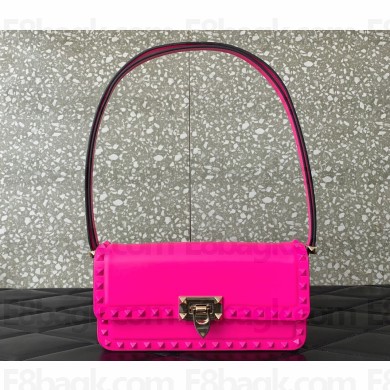 Valentino Rockstud23 E/W Smooth Calfskin Shoulder Bag Fuchsia 2023