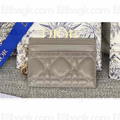 Dior Lady Dior Five-Slot Card Holder in Cannage Lambskin Gray