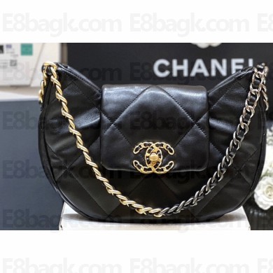 Chanel Shiny Lambskin Chanel 19 Bag AS4638 Black 2024 (ORIGINAL QUALITY)