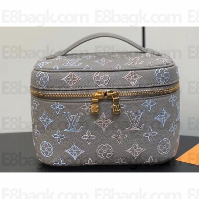 Louis Vuitton Mahina perforated calfskin leather Nice Mini Bag M23550 Flight Mode Gray 2024