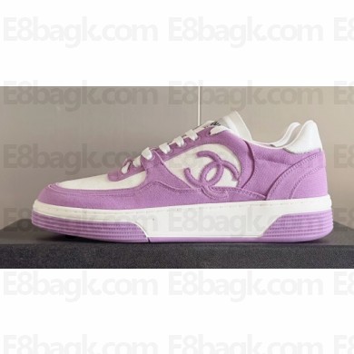 Chanel Cotton Sneakers G45352 White/Purple 2024
