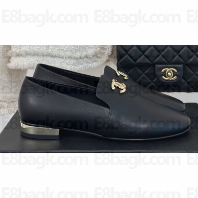 Chanel Leather Moccasins G45271 Black 2024