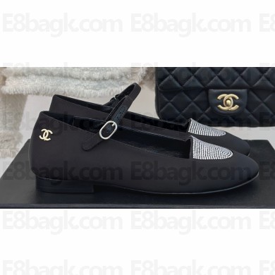Chanel Satin & Strass Mary Janes G45457 Black 2024