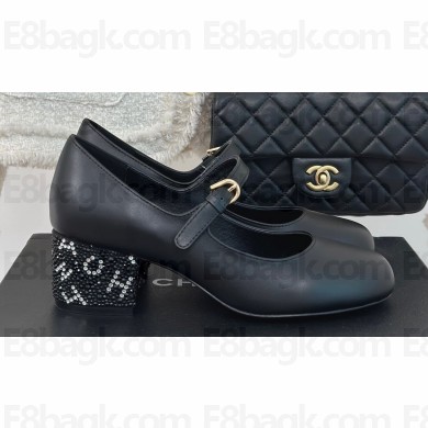 Chanel Strass Heel 4.5cm Mary Janes G45473 Black 2024