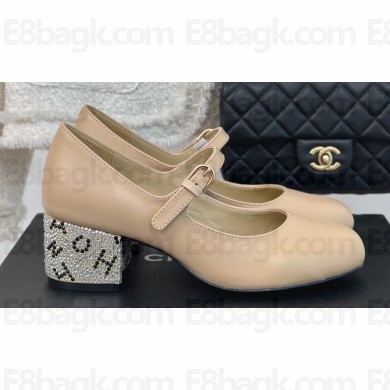 Chanel Strass Heel 4.5cm Mary Janes G45473 Beige 2024
