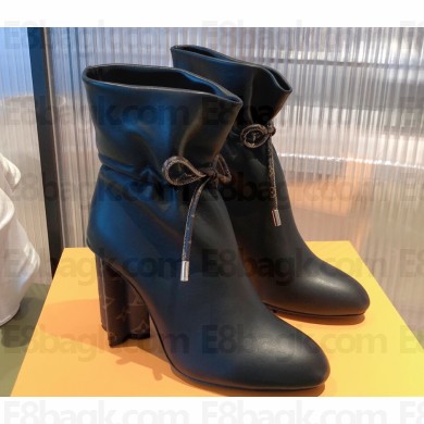 Louis Vuitton Heel 9cm Silhouette Drawstring Ankle Boots in calf leather Black 2024