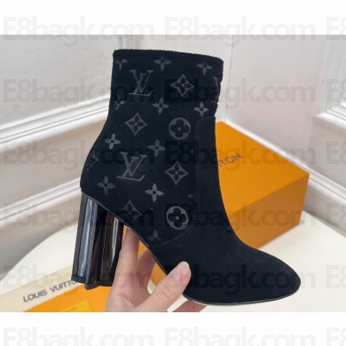 Louis Vuitton Heel 8.5cm Silhouette Ankle Boots in Suede calf leather Black 2024