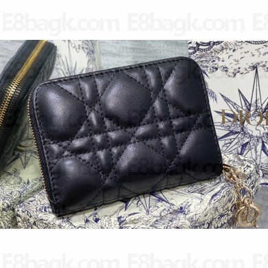 Lady Dior Voyageur Small Coin Purse in Black Cannage Lambskin 2024