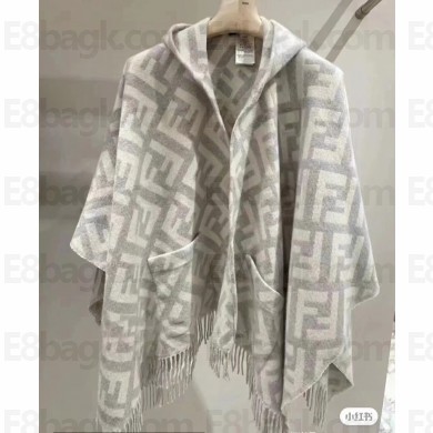 Fendi FF Gray cashmere poncho Top Quality