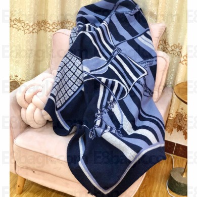 Hermes Couvertures Nouvelles blanket in double-sided cashmere Blue