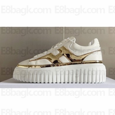 Hogan H-Stripes Women/Men Sneakers White/Gold 2024