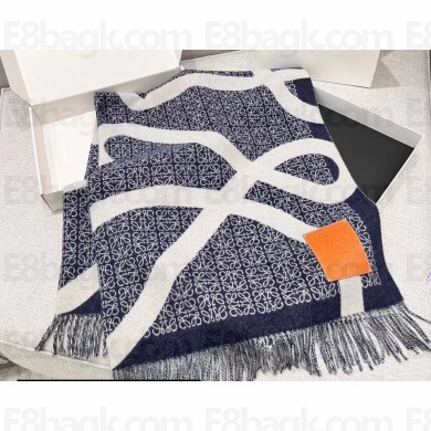 Loewe Anagram blanket in wool Navy Blue
