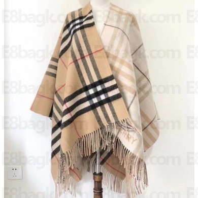 Burberry Contrast Check Wool Cashmere Cape Top Quality