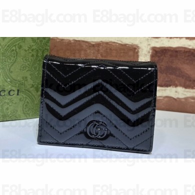 Gucci GG Marmont patent Card Case Wallet 466492 Black 2024