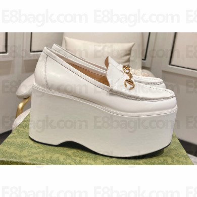 Gucci Horsebit Platform Loafers Brushed Leather White Spring 2024