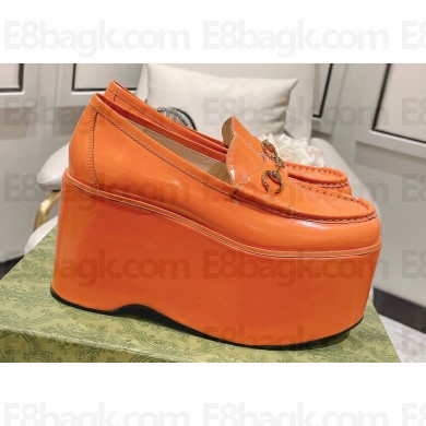 Gucci Horsebit Platform Loafers Brushed Leather Orange Spring 2024