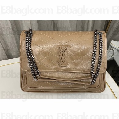 Saint Laurent Niki Large Bag in Crinkled Vintage Leather 498883 Apricot