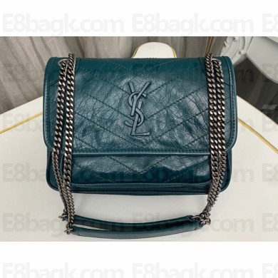 Saint Laurent Niki Baby Bag in Crinkled Vintage Leather 633160 Green