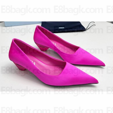 Prada Heel 4cm Satin Pointed Toe Pumps Fuchsia Spring 2024