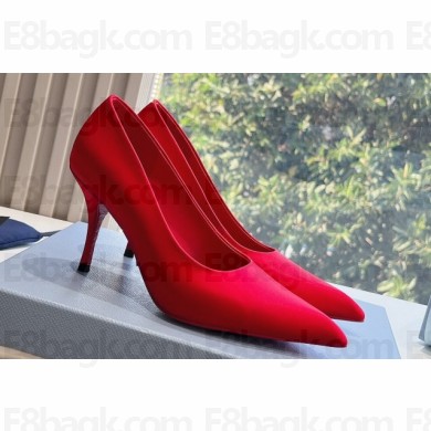 Prada Heel 9cm Satin Pumps Red Spring 2024