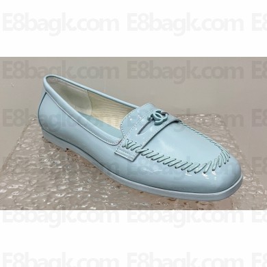Chanel Patent Calfskin Moccasins G45409 Light Blue 2024