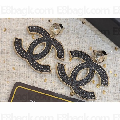 Chanel Black CC Earrings 2024