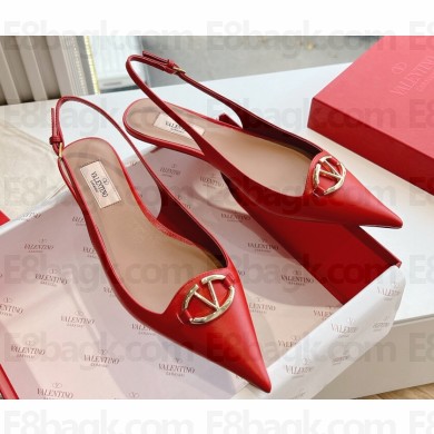 Valentino VLogo Signature leather slingback pumps Red Spring 2024