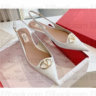Valentino VLogo Signature leather slingback pumps White Spring 2024