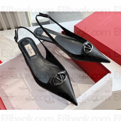 Valentino VLogo Signature leather slingback pumps Black Spring 2024