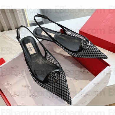 Valentino VLogo Signature Mesh slingback pumps Black Spring 2024
