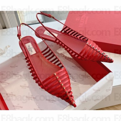 Valentino Rockstud leather slingback pumps Red Spring 2024
