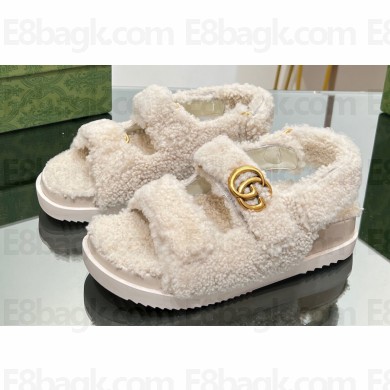 Gucci merino wool Double G sandals 771060 White 2024