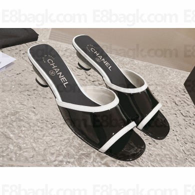 Chanel Heel 5cm Patent Calfskin Mules Black 2024