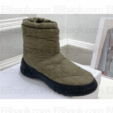 Dior Frost Ankle Boots in Khaki Green Cannage Nylon and Shearling 2024