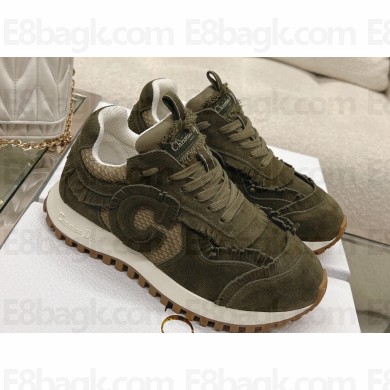 Dior C'est Sneakers in Khaki Suede Calfskin and Mesh 2024