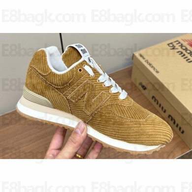 New Balance 574 x Miu Miu sneakers striped velvet Brown 2024